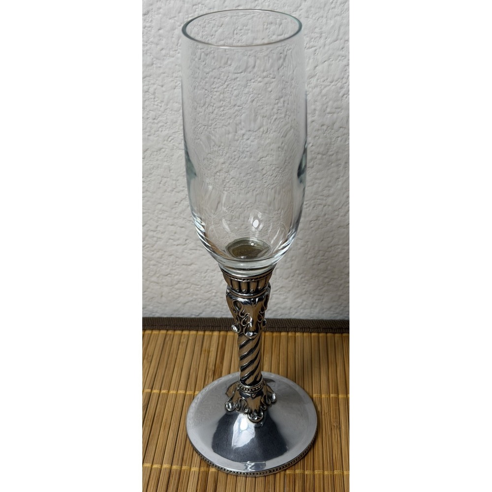 Brighton‎ Celebration Champagne Flute Silver Stem Art Deco Design Chrome Finish